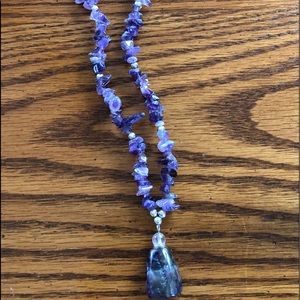 Simulated purple stone necklace